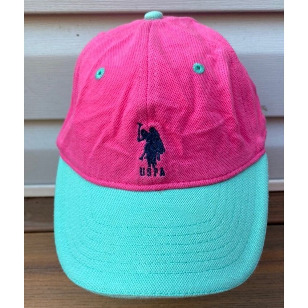 US Polo Assn Hat Adjustable Pink Green